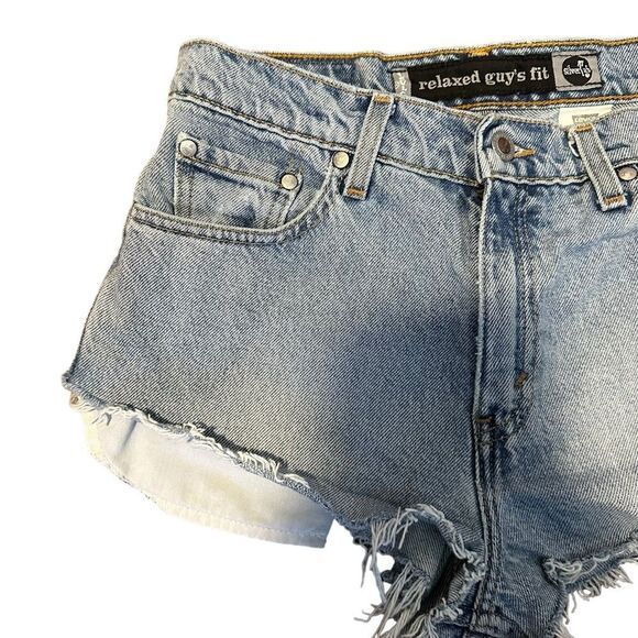 Levis Silvertab Relaxed‎ Guys Fit Cut off Shorts Raw Hem Size 9 - Picture 4 of 7